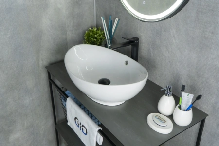 Раковина керамическая Gid Lago 51108 60х40 накладная цвет белый без отверстий под смеситель