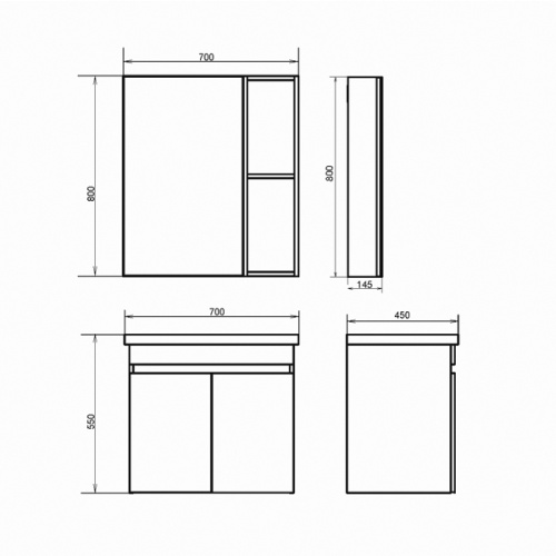 Тумба с раковиной Comforty 00-00006118CF 70x45x55 - фото 2