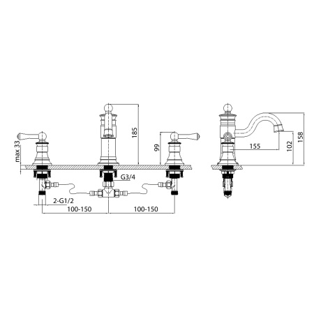 Смеситель Timo Adelia 6021/04F на раковину черный/антик матовый без термостата