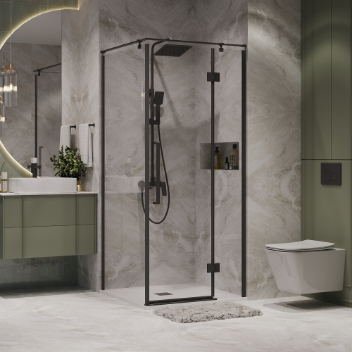 Душевой уголок Niagara Nova NG-6832-34BLACK 100х100 стекло прозрачное профиль черный матовый без поддона - фото 2