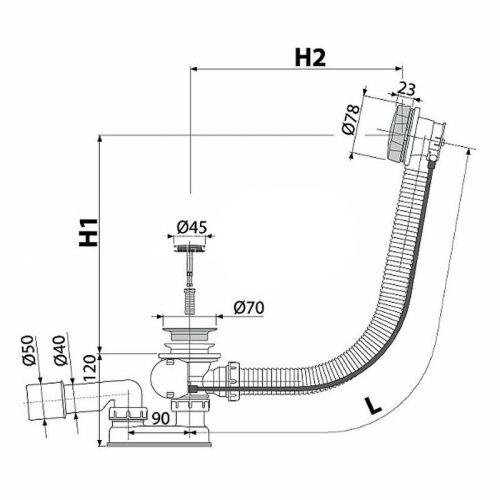 Слив-перелив Alcadrain A55K-RU-01 - фото 2