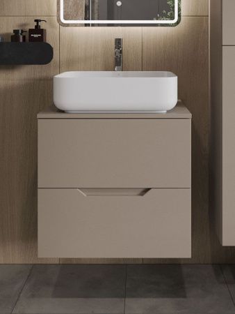 Тумба с раковиной Orange Line Li-60TuLMDF+B05-500W 60х50 подвесная цвет бежевый