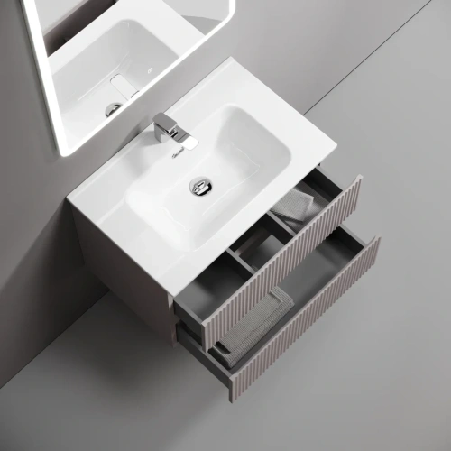 Тумба под раковину Sancos SNOB R SNR70SM 70х40 подвесная цвет серый - фото 5