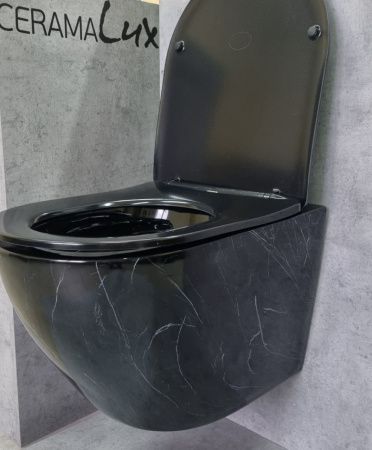 Унитаз подвесной CeramaLux 2212BM черный с сиденьем микролифт каскадный смыв