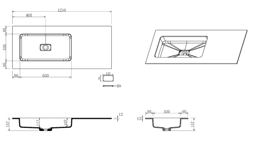 Раковина акриловая Armadi Art Quatro 793-120-D-L 121х52 накладная цвет бежевый без отверстий под смеситель - фото 2