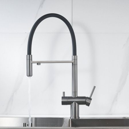 Смеситель для кухни Shevanik S178T на мойку оружейная сталь