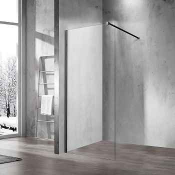 Душевая перегородка Vincea Walk in VSW-1H100CLB 100х200 стекло прозрачное профиль черный матовый