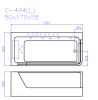 Ванна акриловая гидромассажная Cerutti SPA C-494-17L 170х80 пристенная асимметричная с ножками