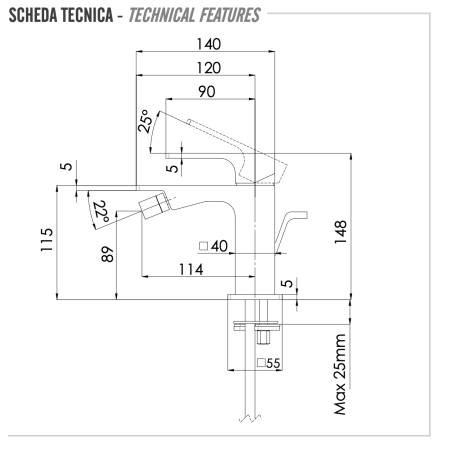 Смеситель Remer Absolute AU20 на биде хром