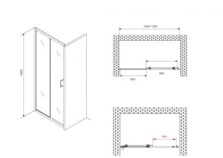 Душевая дверь Abber Schwarzer Diamant AG30130B5 130х190 стекло прозрачное профиль черный