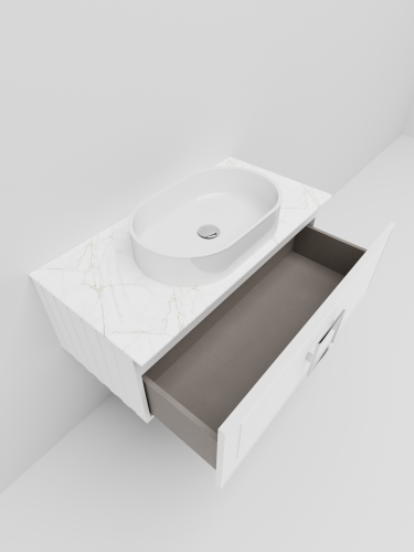 Тумба со столешницей La Fenice CUBO NFNC-01-CUB-B-100-3-GG 100х36х49 подвесная цвет белый - фото 4