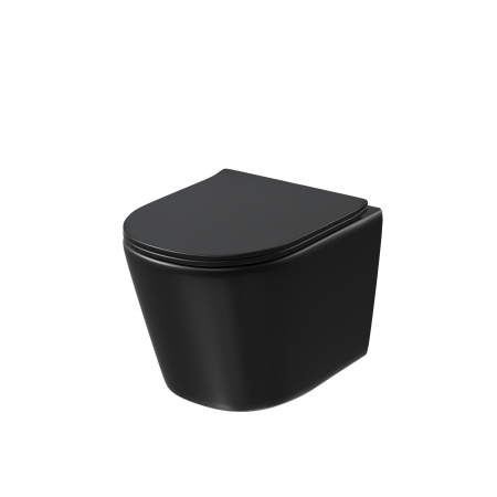 Унитаз подвесной Grossman Торнадо GR-4477BMSQ черный матовый с сиденьем микролифт безободковый смыв торнадо