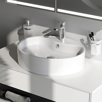 Раковина из сантехнического фарфора Am.Pm Func M8FWCC20561WG 56х46 накладная цвет белый 1 отверстие под смеситель