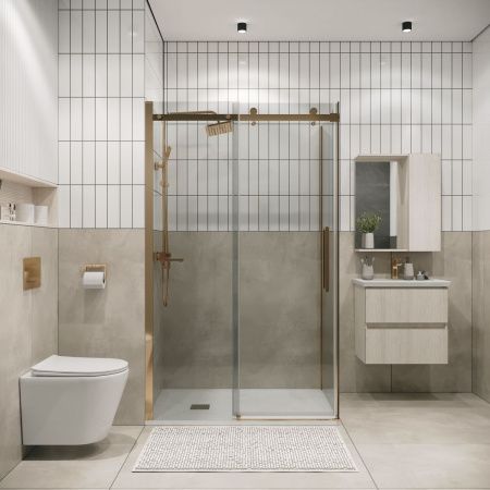 Душевой уголок Grossman Classic 120.K33.04.1690.32.00 160х90 стекло прозрачное профиль золото без поддона