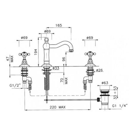Смеситель Nicolazzi Dames Anglaises 1409BZ78 на раковину бронза