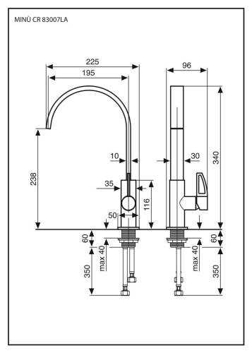 Смеситель для кухни Emmevi Minu 83007LA/CR на мойку хром - фото 2