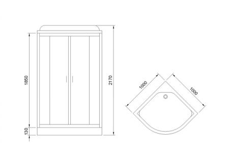 Душевая кабина Royal Bath HKST RB100HKST-WT 100х100 четверть круга с крышей ориентация универсальная