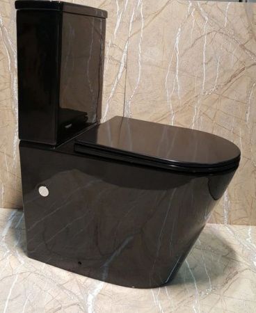 Унитаз напольный с бачком CeramaLux 2178-18 черный с сиденьем микролифт безободковый каскадный смыв