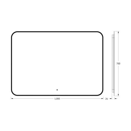 Зеркало с подсветкой Defesto AURA DF 2969RH 100х70 подвесное