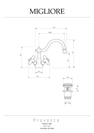 Смеситель Migliore PROVANCE 19478 на биде золото