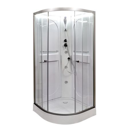 Душевая кабина AvaCan L608NLED+GM 80х80 четверть круга без крыши ориентация универсальная