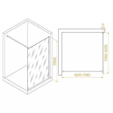 Душевая перегородка RGW Walk In 35100212-34 120х195 стекло тонированное профиль черный