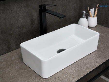 Раковина керамическая Gid Geométrico 51224 46х23 накладная цвет белый без отверстий под смеситель