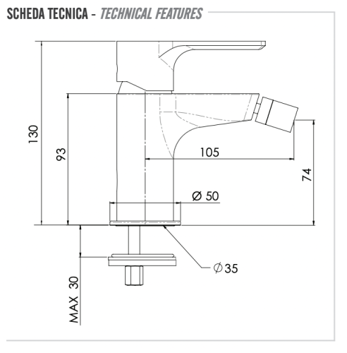 Смеситель Remer Energy EY22 на биде хром без термостата - фото 2