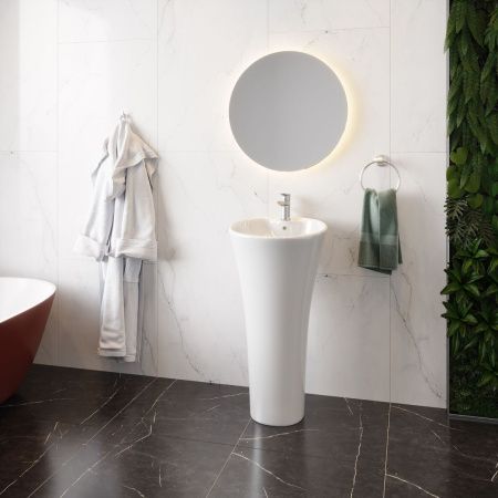 Раковина из сантехнического фарфора Cerutti SPA CT7274 50х50 напольная цвет белый 1 отверстие под смеситель