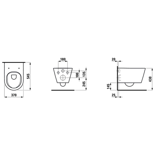 Чаша унитаза подвесная Laufen Kartell 8.2033.7.000.000.1 цвет белый без сиденья безободковая каскадный смыв - фото 2