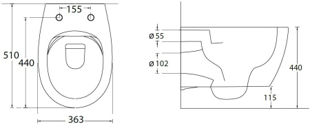 Чаша унитаза подвесная Allen Brau Fantasy 4.11004.20 цвет белый без сиденья безободковая каскадный смыв