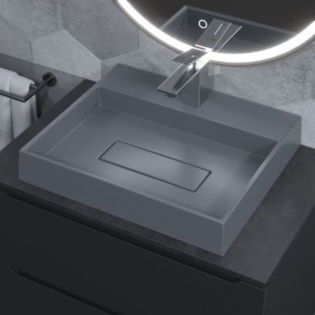 Раковина из искусственного камня Uperwood Tanos Quartz 291030049 50х40 накладная цвет серый