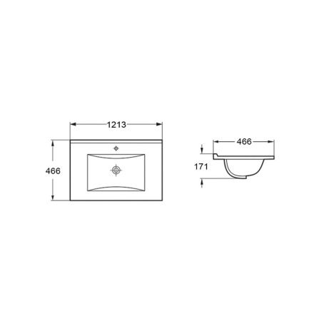Раковина из сантехнического фарфора Vincea VBS-13120MA 120х50 встраиваемая цвет белый 1 отверстие под смеситель