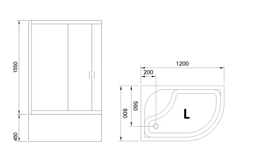Душевой уголок Royal Bath BK RB8120BK-T-CH-L 120х80 стекло прозрачное профиль хром глянцевый - фото 5