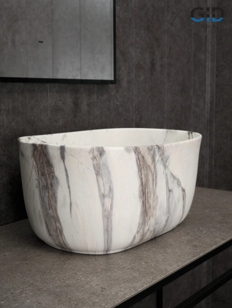 Раковина керамическая Gid Creativo 54481 50х30 накладная цвет многоцветный без отверстий под смеситель