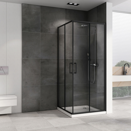 Душевой уголок Abber Schwarzer Diamant AG02100B5 100х100 стекло прозрачное профиль черный без поддона - фото 2