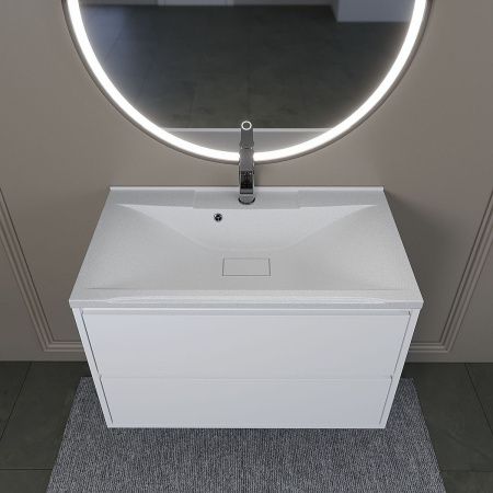 Раковина из искусственного камня Uperwood Elen Quartz 297000020 80х50 полувстраиваемая цвет белый