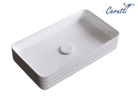 Раковина из сантехнического фарфора Cerutti SPA CR0053 70х40 накладная цвет белый без отверстий под смеситель