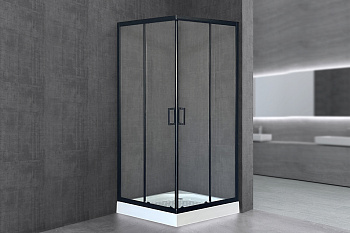 Душевой уголок Royal Bath HP RB80HP-T-BL 80х80 стекло прозрачное профиль черный с поддоном