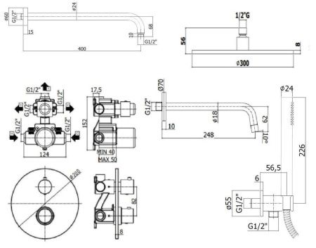 Душевая система Paffoni Light KITLIQ019NO046KING встраиваемая в стену цвет черный с термостатом