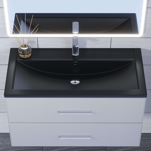 Раковина Uperwood Foster Quartz 90 см 291030042 полувстраиваемая цвет черный - фото 4