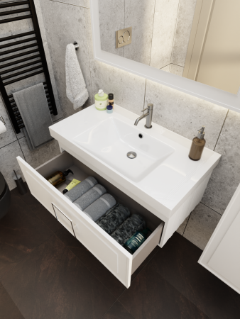 Тумба с раковиной La Fenice CUBO NFNC-01-CUB-B-80-1-80 80х50 подвесная цвет белый