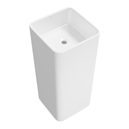 Раковина из сантехнического фарфора Wellsee Callipy Art 338904000 40х40 напольная цвет белый глянцевый без отверстий под смеситель