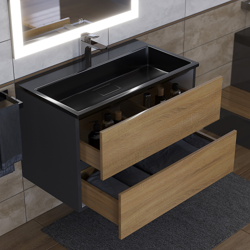 Раковина Uperwood Barsa 80 см 3939193463 полувстраиваемая цвет черный - фото 3