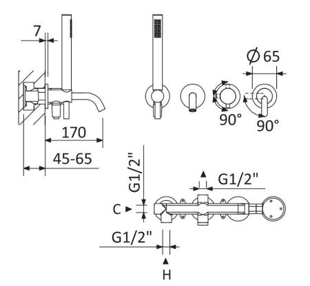 Смеситель Cezares LEAF LEAF-VDIM3-D-L-01 встраиваемый в стену хром