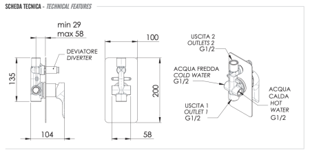 Смеситель для душа Remer Infinity i09 встраиваемый в стену хром