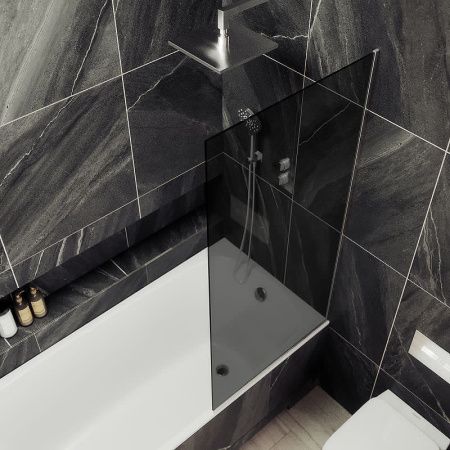 Душевая шторка на ванну Maybah Glass MGV-80-5у 60х140 стекло тонированное профиль хром ориентация универсальная