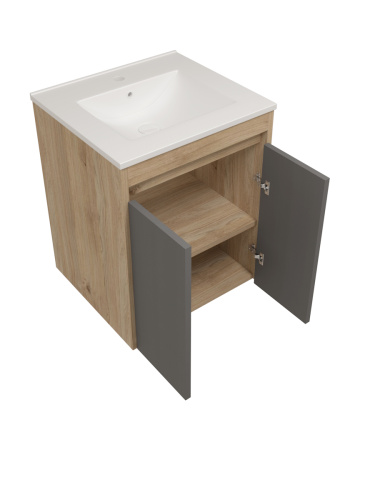 Фасад для тумбы под раковину Teymi Netta T60607 23х2х53 цвет графит - фото 3