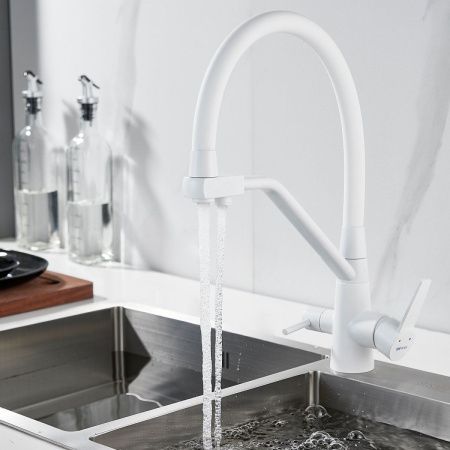 Смеситель для кухни Shevanik S968C на мойку белый