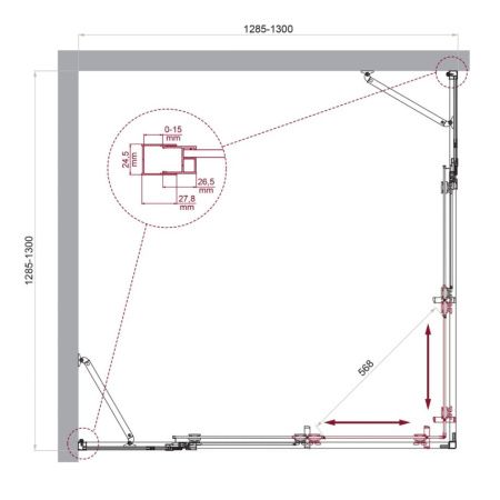 Душевой уголок BelBagno LUCE LUCE-A-22-100+30-C-Cr 130х130 стекло прозрачное профиль хром без поддона
